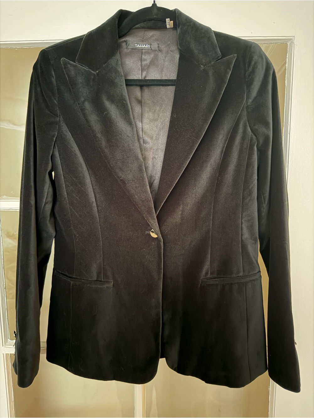 Tahari Black Velvet Single-Button Blazer